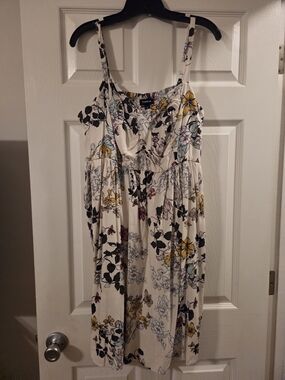 Torrid Cream Floral Midi Dress with Yellow & Black Accents